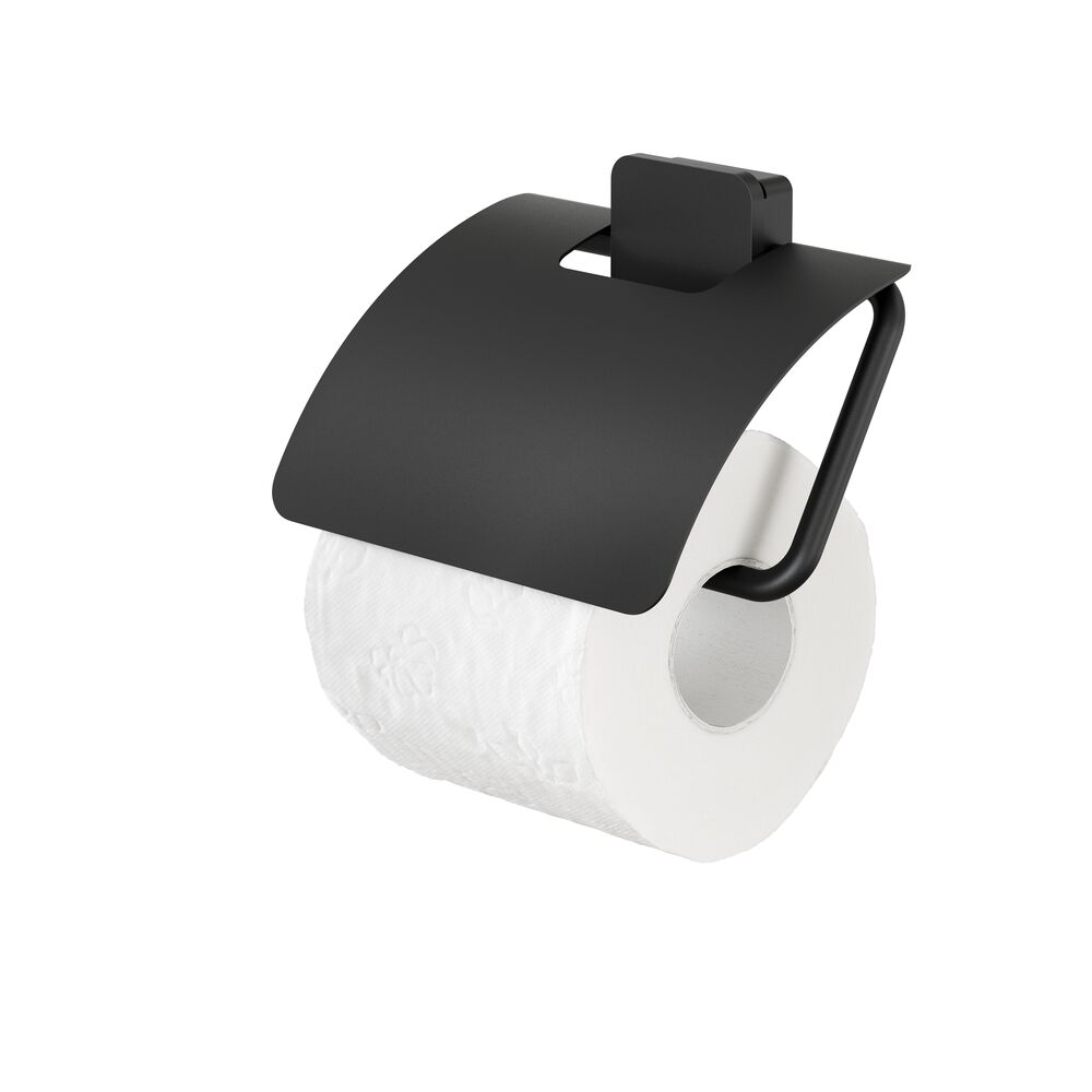 GEESA Topaz Kapaklı Tuvalet Kağıtlığı - Siyah